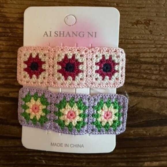 *NEW BOUTIQUE GRANNY SQUARE HAIR CLIPS* - Picture 7 of 7
